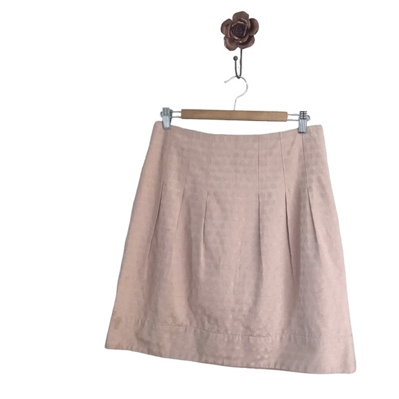 Elevenes Anthropologie Size 10 Tan Metallic Brocade Pleated Skirt Classic Preppy - Picture 1 of 6